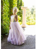 Rose Pink Sequin Tulle V Back Flower Girl Dress